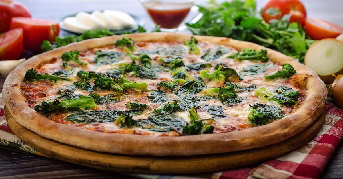 healthy pizza with greens