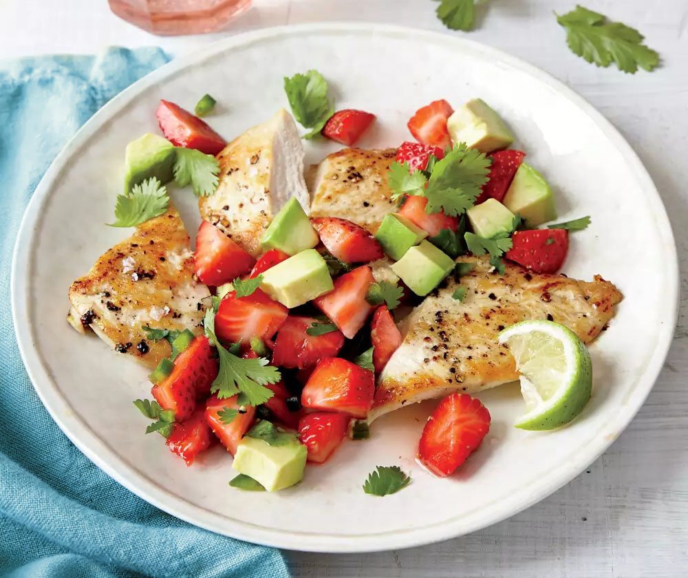 Chicken Cutlets and Strawberry-Avocado Salsa