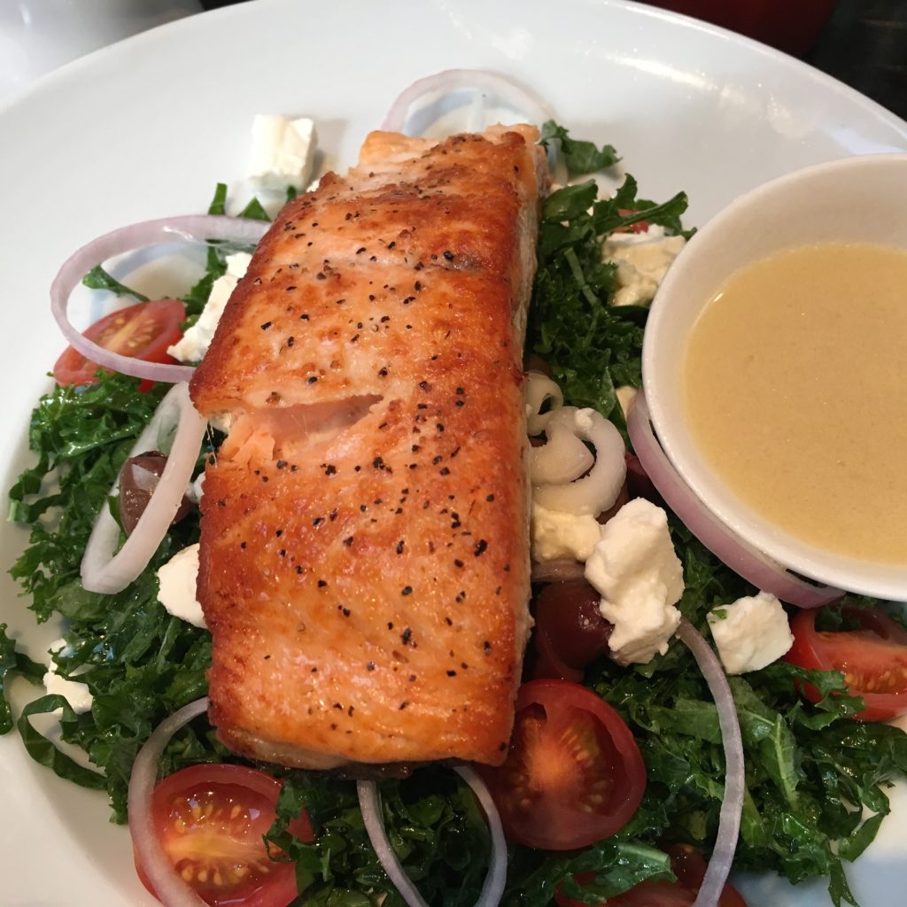 Grilled Salmon with Tzatziki and Greek Salad