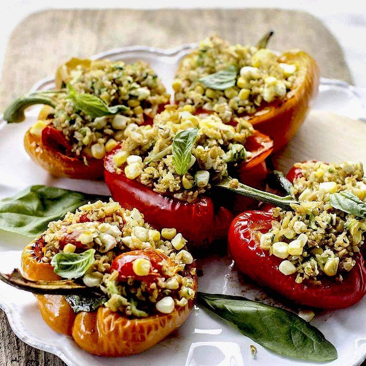 Baked Stuffed Peppers with Freekeh