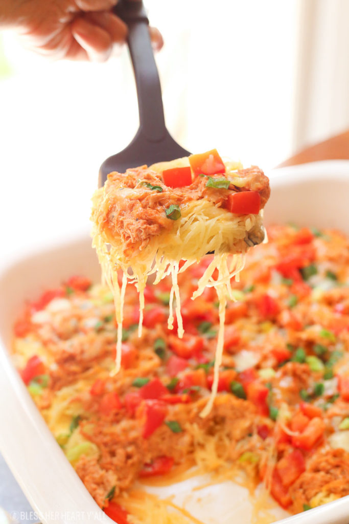 Spaghetti Squash Buffalo Chicken Bake