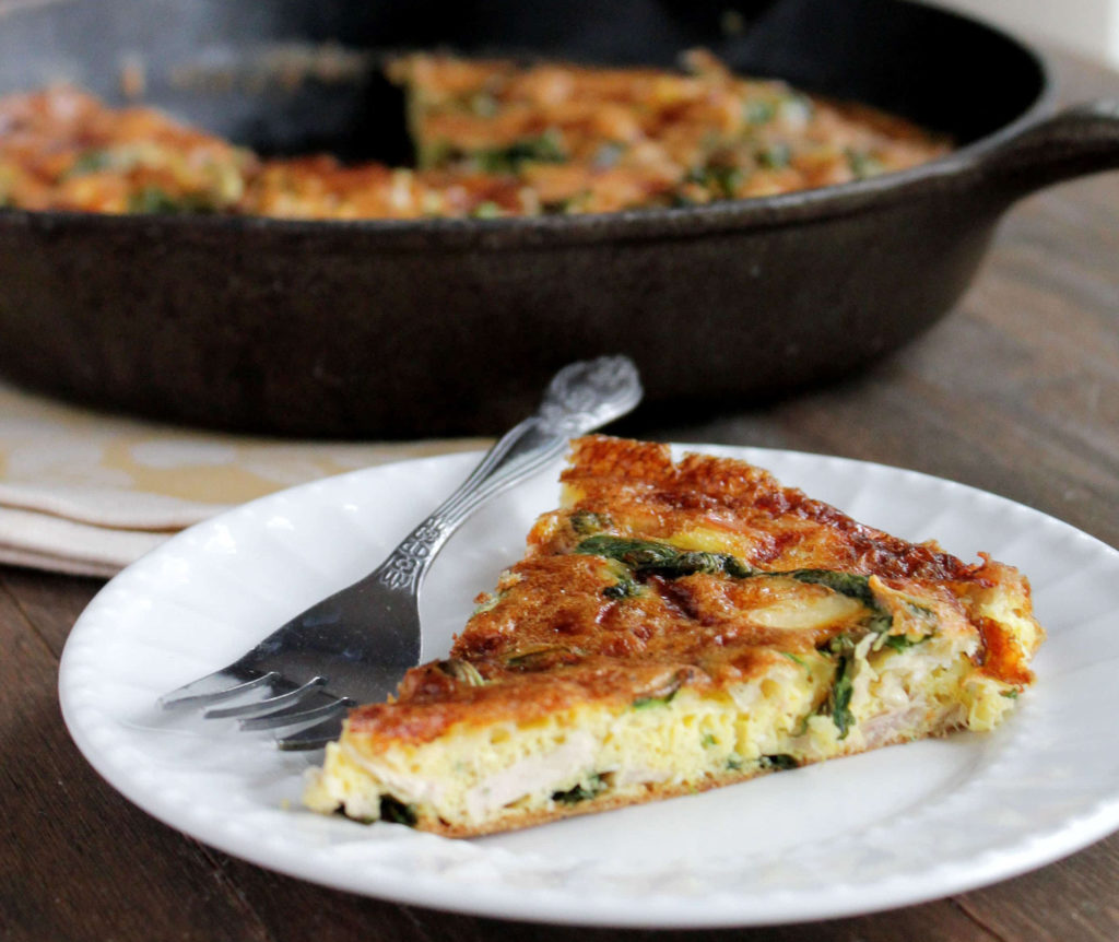 Leftover Turkey Frittata with Spinach and Mozzarella