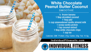 white chocolate peanut butter coconut smoothie